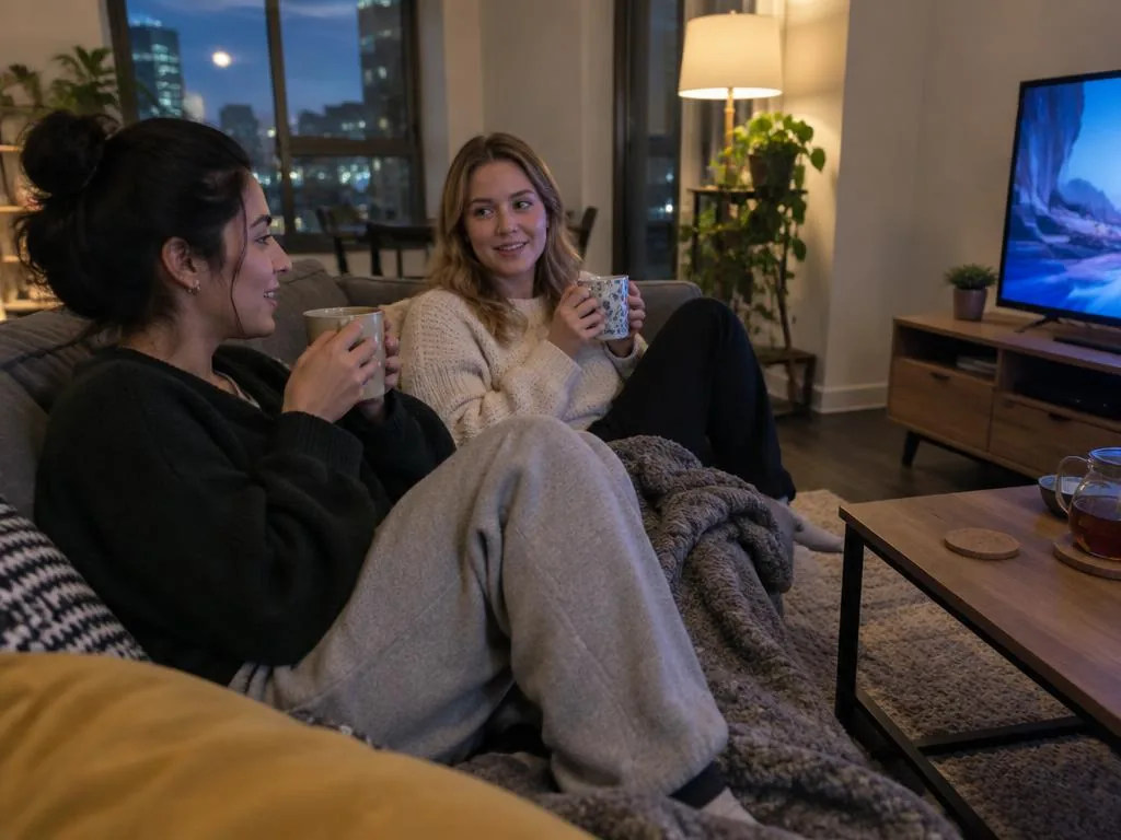 Canadian roommates watching a television show together